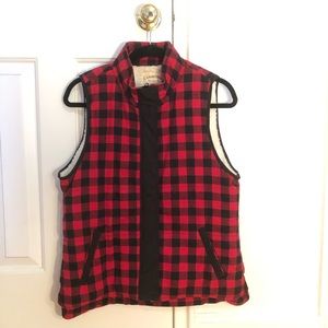 Buffalo plaid shearling lined vest
